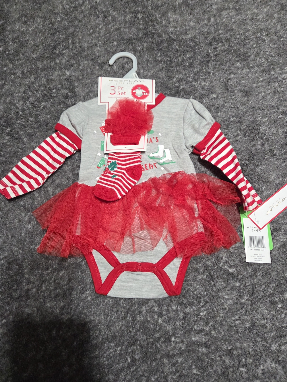 3-Piece Red Tulle Baby Matching Set